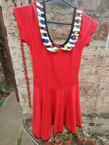 Vestido Dama Usado Talle S Algodón Con Mangas Colorado