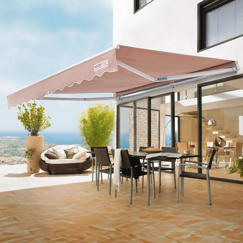 Vevor Toldo Retráctil Manual Poliéster Aire Libre 13x8ft Color Beige