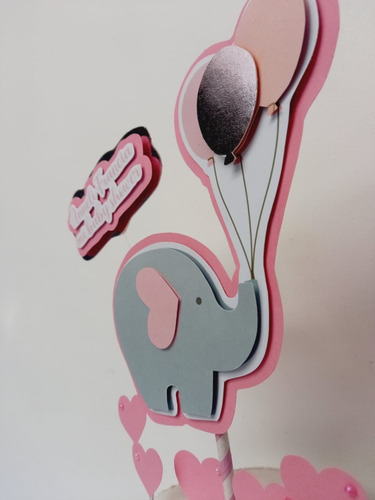 Cake Topper Adorno De Torta 3d Elefante Baby Shower