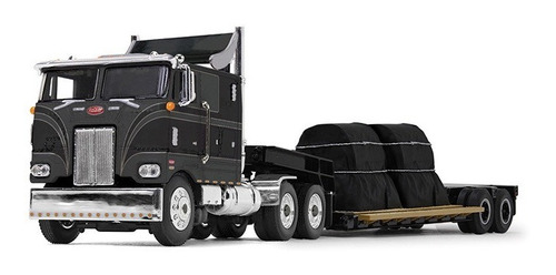 Peterbilt 352 Coe Lowboy Con Carga De Metal Negro 1:64 Dcp