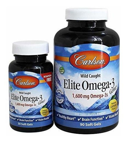 Carlson - Gemas Omega-3 Elite, 1600 Mg Omega-3 Ácidos Graso