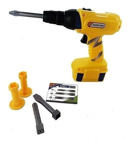 Kit Ferramentas Furadeira Elétrica Brinquedo Infantil Pilha