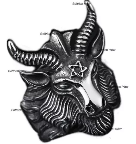 Anel Aço Inox Baphomet Bode Maçom Ocultismo Símbolo