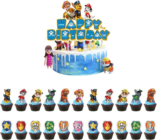 Paw Dogs Cake Toppers Cupcake Toppers 25packs,kids Birthday