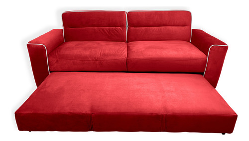 Sofá Cama Sillón Sala Hogar Minimalista 3 Posiciones Rojo Liso