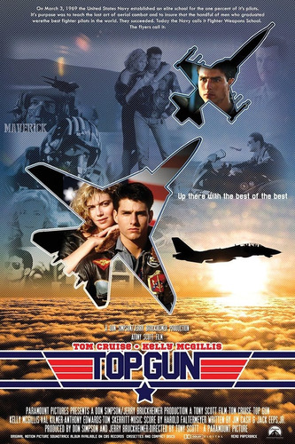 Top Gun Póster Película 1986 48x33 Cm