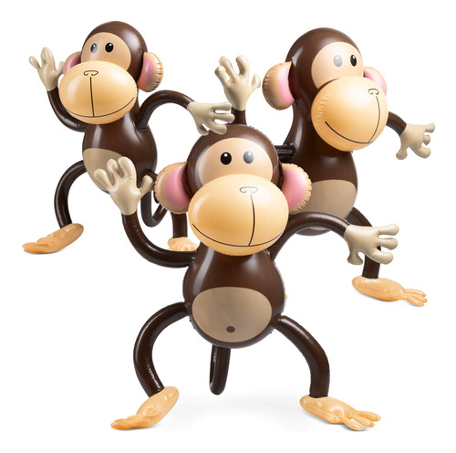Mono Inflable Grande (paquete De 3) Monos De 27 Pulgadas Par
