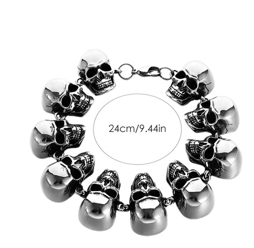 Pulsera De Calavera De Acero De Titanio Cuenta Con Dije De C