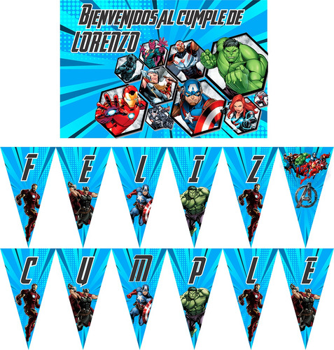 Increible Hulk Kit Decoracion Cumpleaños Cartel Y Banderin