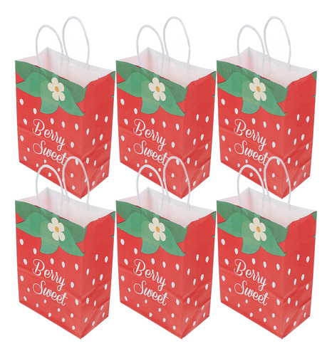 12 Bolsas De Regalo De Fiesta Con Forma De Fresa Con Asas St
