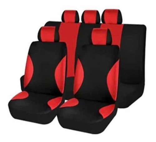 Funda Cubre Asiento Tela Auto Camioneta Negra/roja