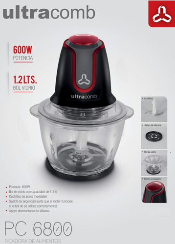 Multiprocesadora Ultracomb PC-6800 600W negra