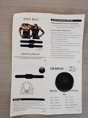 Estimulador Abdominales, Cinturón De Entrenamiento Portátil.
