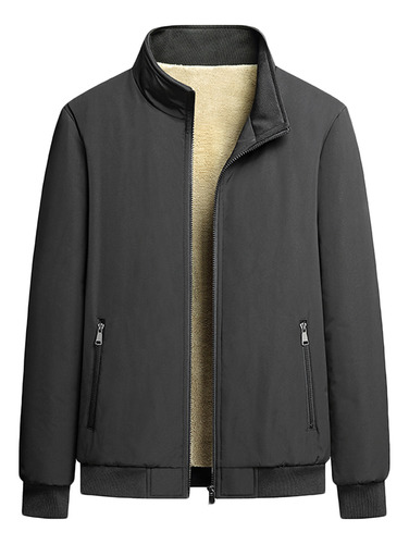 Abrigo/chaqueta Para Hombre Con Bolsillo, Cremallera, Cuello
