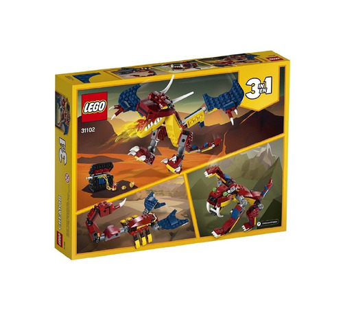 Imagen 3 de 5 de Set de construcción Lego Creator 3-in-1 Fire dragon 234 piezas en caja
