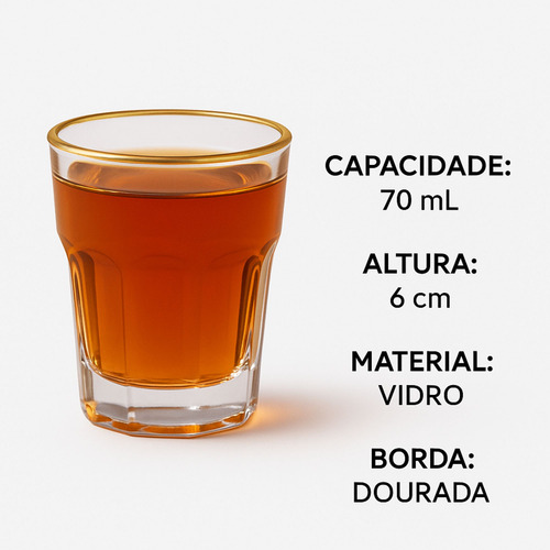 Kit 12 Mini Copo Shot Taca Lembrancinha Licor 43 Dourado