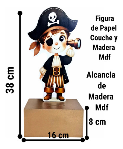 Alcancia Centro De Mesa O Recuerdo Pirata Fiesta Pirata Dorado