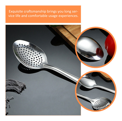 Utensilio Ranurado Portátil De Acero Inoxidable Con Cuchara