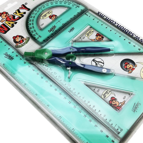 2 Pack Juego De Geometría Wacky Plástico Flexible Con Compás