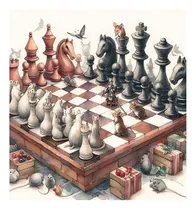 Comprar Vinilo 60x60cm Raton Ajedrez Juego Chess Dibujo Play M2