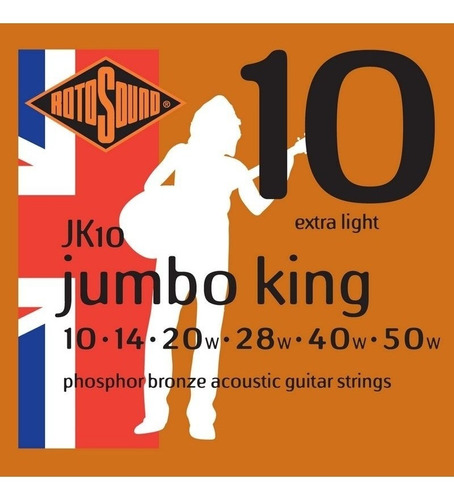 Cuerdas Rotosound Bronce Jumbo King Jk10 010-050
