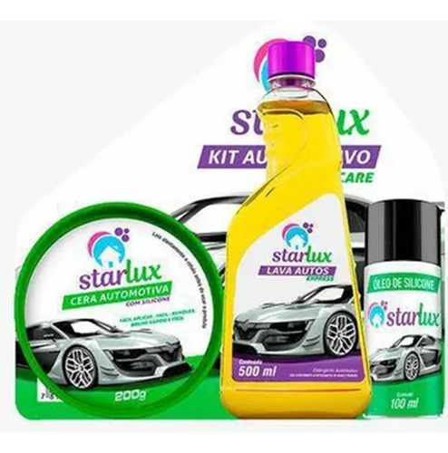 Kit Limpeza Automotiva Cera Oleo Detergente Starlux