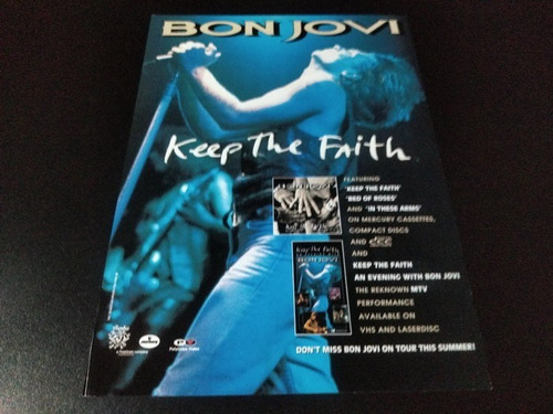 (bj017) Publicidad Bon Jovi Keep The Faith Usa * 1992