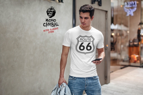 Camiseta Moto Motera Custom Route 66 Unisex