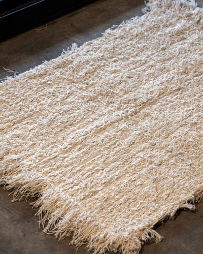 Alfombra Tejida En Telar 70x50 100% Algodón Cruda