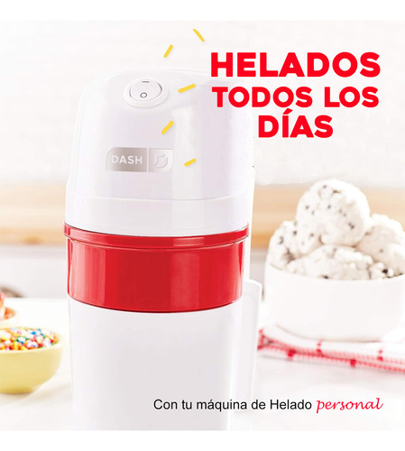 Máquina para helado personal con cuchara Dash color blanco y rojo 127V