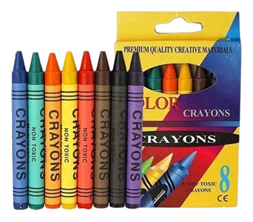Pack 12 Cajas Lápices De Cera-crayones 8 Colores 