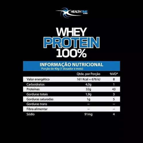 Whey Protein 100% Isolado Concentrado - Health Time 900g Sabor Chocolate Branco