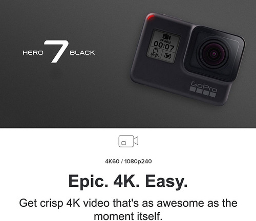Imagen 2 de 7 de Camara Gopro Hero7 Black Incluye Bateria Extra Y Protector