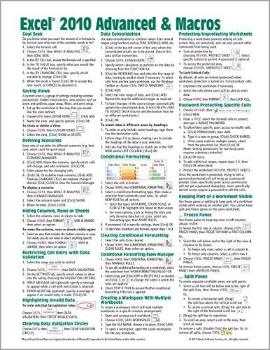 Book : Microsoft Excel 2010 Advanced And Macros Quick...