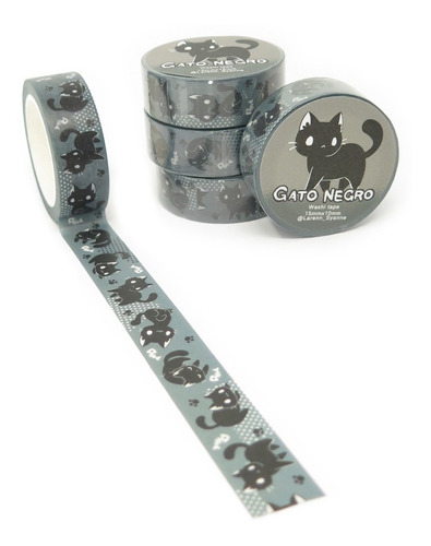 Syanne Washi Tape Cinta Adhesiva Kawaii Gato Negro