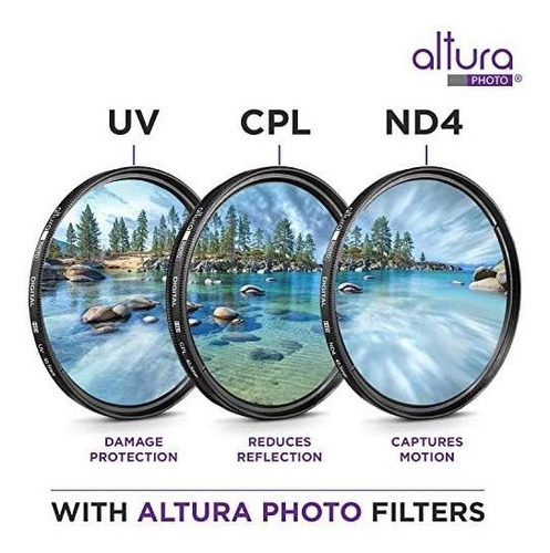 Imagen 3 de 6 de Filtro P/lente Alturafoto Kit 40.5mm Uv/cpl/nd4+bolsa+paño