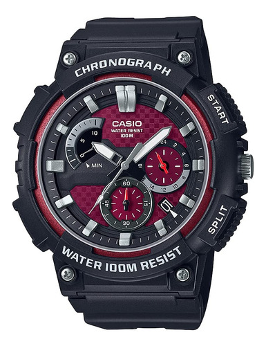 Reloj Casio Cronógrafo Retrogrado Hombre Resina Negra Esfera