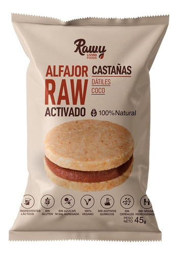 Alfajor Raw Activado De Castañas ,sin Gluten Y Veganos.