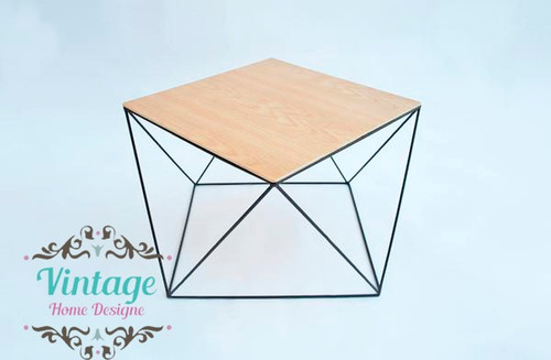 Imagen 4 de 9 de Mesa De Centro Auxiliar Metálica Y Madera