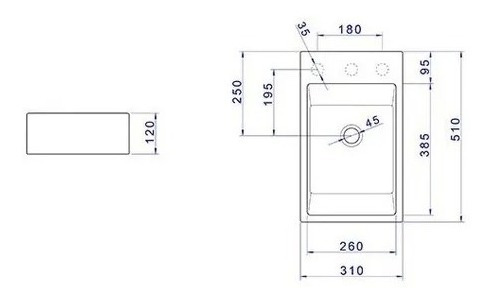 Imagen 3 de 3 de Bacha Lavatorio Deca L102 Apoyo Rectangular 3 Agujeros