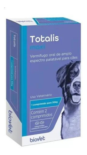 Vermífugo Totalis Maxi Para Cães C/ 2 Comp. - Biovet