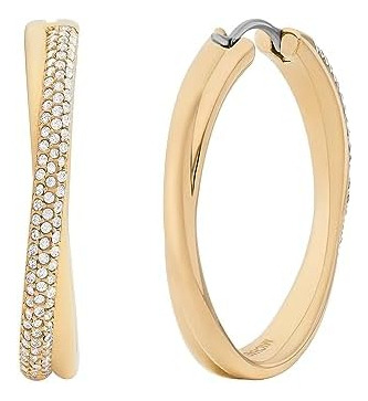 Pendientes De Aro Pav De Acero Inoxidable Y Cristal Para Muj