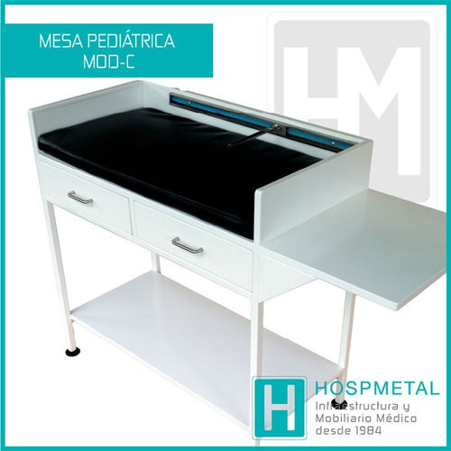 Mesa Pediátrica 2 Gavetas Mod-c2 Hospmetal