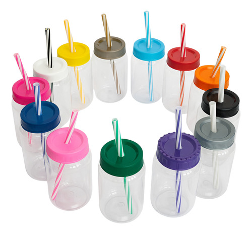 120 Vasos De Fiesta Con Tapa Popote Cilindro 500 Ml Reusable Multicolor