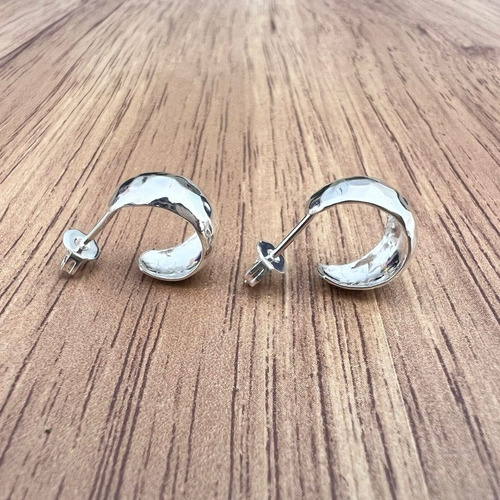 Imagen 2 de 7 de Arete Arracadas De Plata 925 Martillada Mujer Agalea