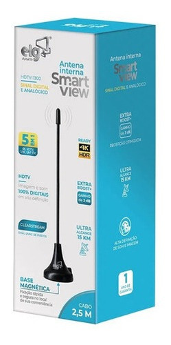 Imagem 2 de 4 de Antena Digital Interna Com Cabo De 2,5m Hdtv1300 ELG