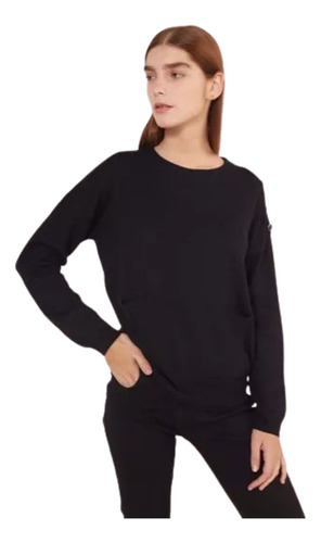 Sweater Ted Bodin Geminis Negro Lana Mujer Nuevo