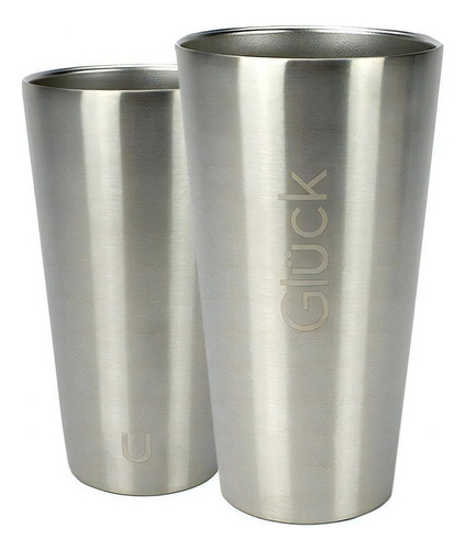 Copo Térmico Gluck Sleek Silver Steel Em Aço Inox 473ml Cor Prateado