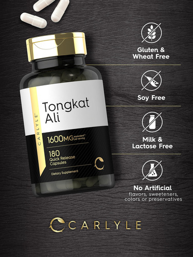 Suplemento Carlyle Tongkat Ali 1600mg 180 Cápsulas