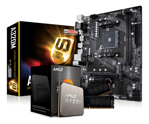 Kit Upgrade Gamer Ryzen / Placa Am4 / Memória Ddr4 / Cooler Cor Preto